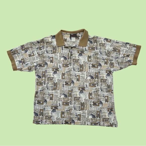 Vintage 90s Jantzen Sport AOP Golf Short Sleeve Polo Large - Picture 1 of 4